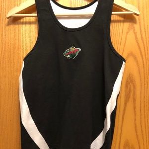 MN Wild XL woman’s black and white tank.